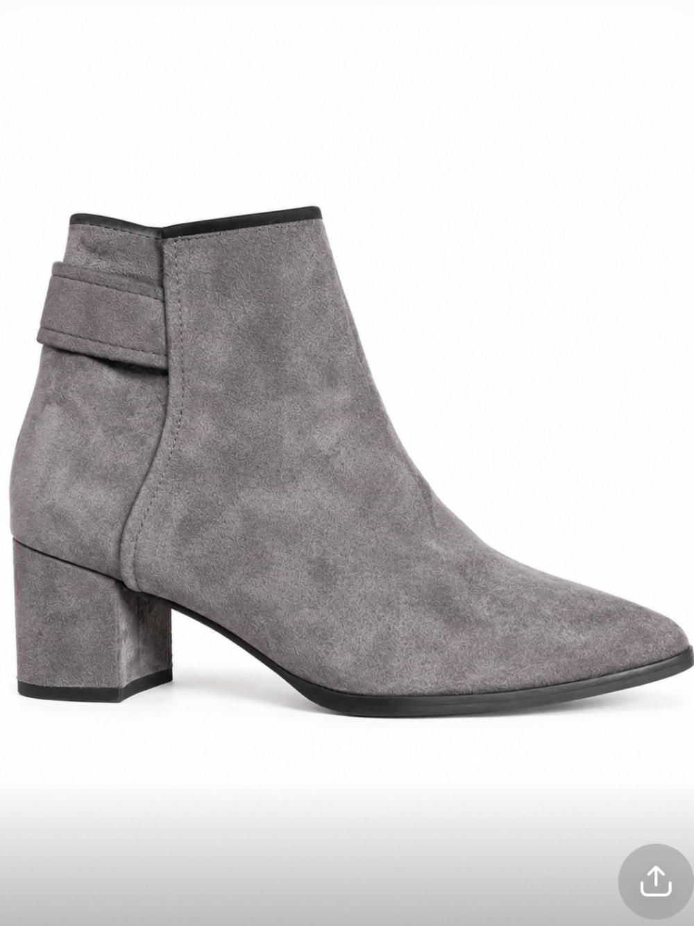 Stuart Weitzman grey suede pointed toe block heel bootie size 9